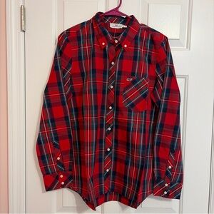 Vineyard Vines Women’s Plaid Poplin Red Button Up Shirt Balsam Plaid Sz 8 NWT!